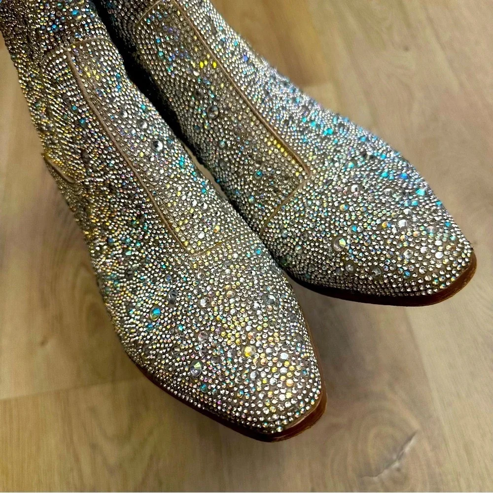 Mi.iM Angel Silver Metallic Embellished Ankle Booties